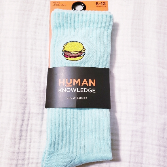 Human Knowledge Other - Men's "Human Knowledge" Hamburger Crew Socks. NWT.